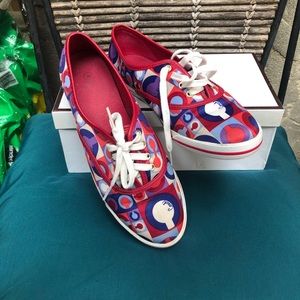Coach Audrina red multi colored sneakers